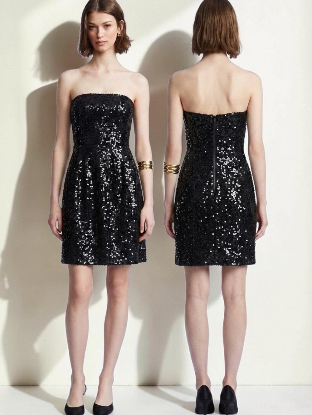 BCBGMAXAZRIA Carole Strapless Sequined Cocktail Dress - Size 6